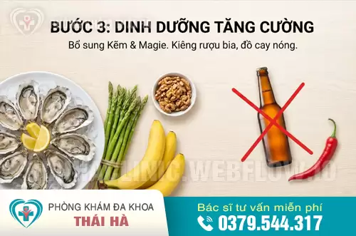 Bước 3: Chế độ dinh dưỡng bổ sung Hàu và Măng tây