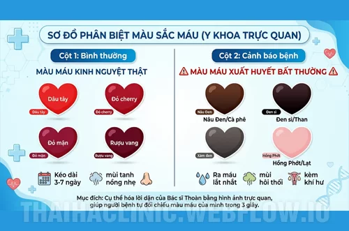 SƠ ĐỒ PHÂN BIỆT MÀU SẮC MÁU KINH NGUYỆT