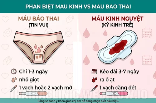 Phân biệt máu kinh với máu báo thai