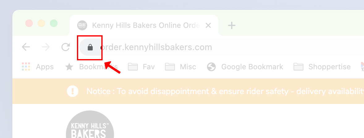 To the left of the web address, click 'Lock'. 