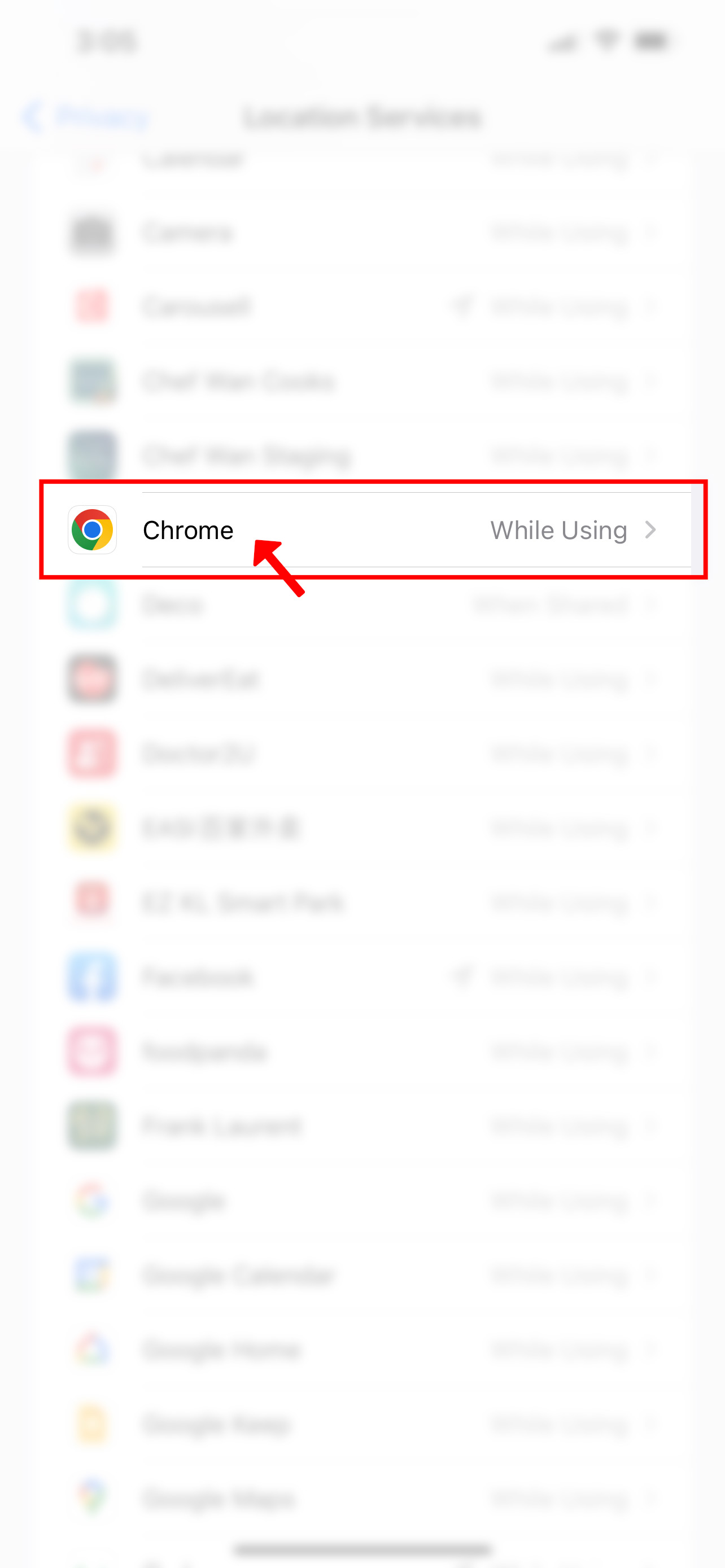 Scroll and select your browser app. For example: Chrome