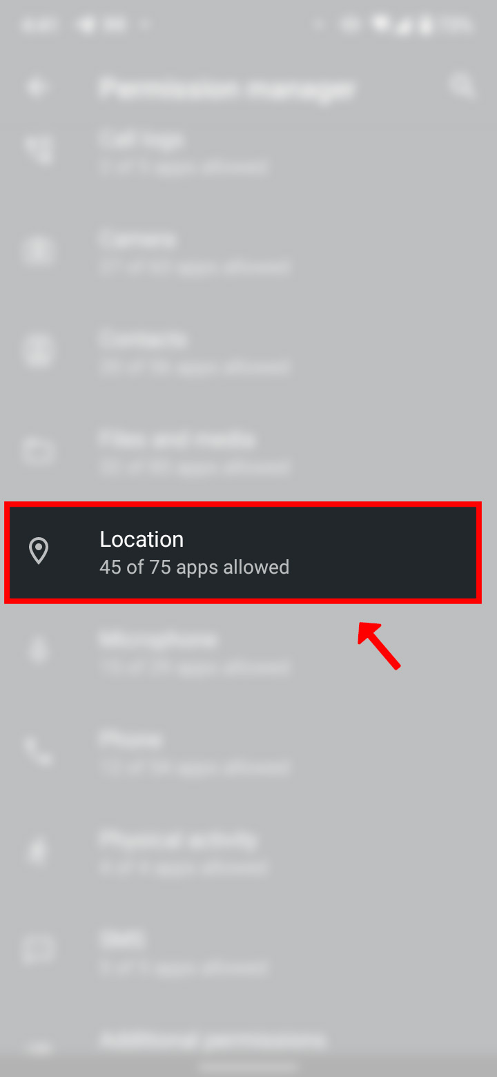 Select the location feature.