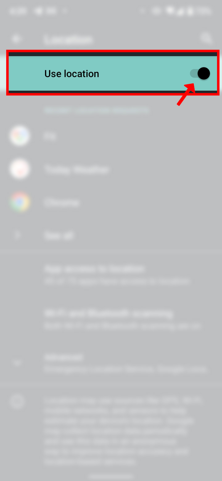 Move the slider to On.
