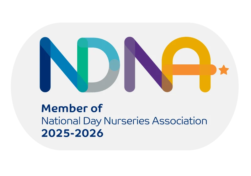 Logo of the National Day Nurseries Association, indicating membership for 2025-2026.