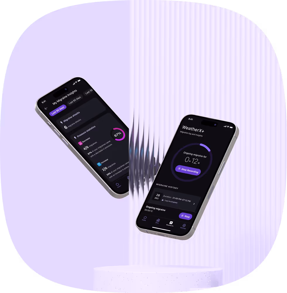 WeatherX mobile app on two iphone mockups