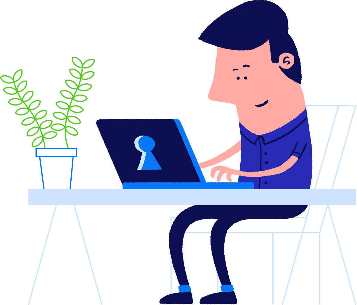 Illustration of man behind desk