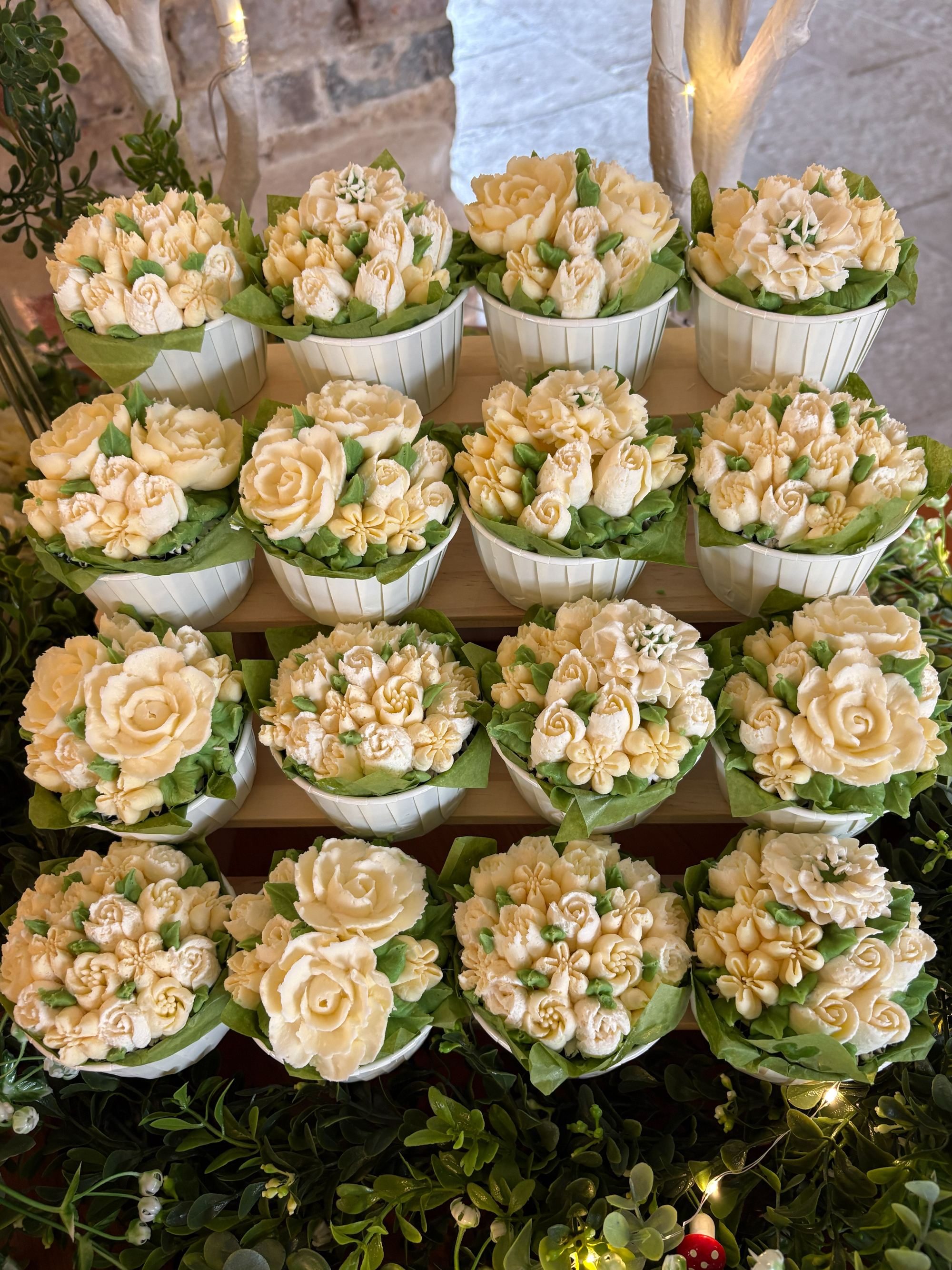 White wedding cupcake garden selection