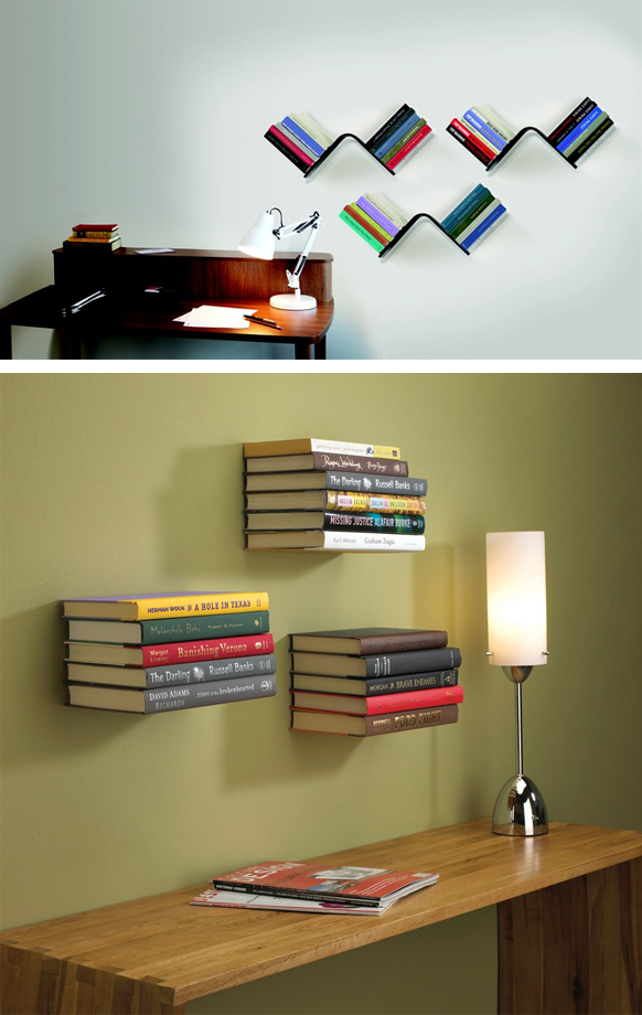 Floating book shelves