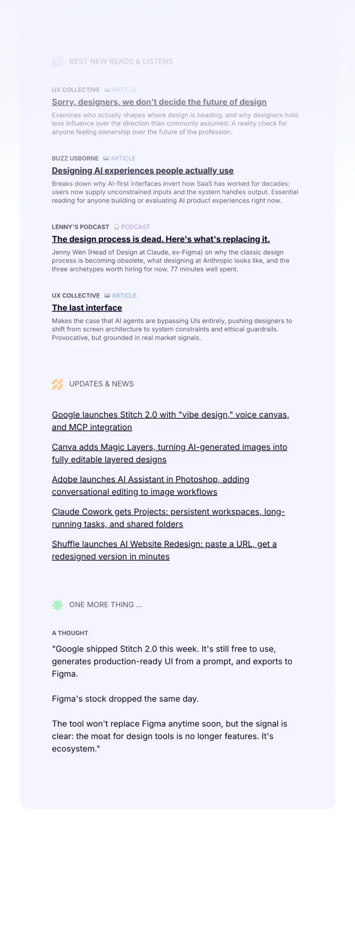 Desktop view of the second half of the TOOOLS newsletter