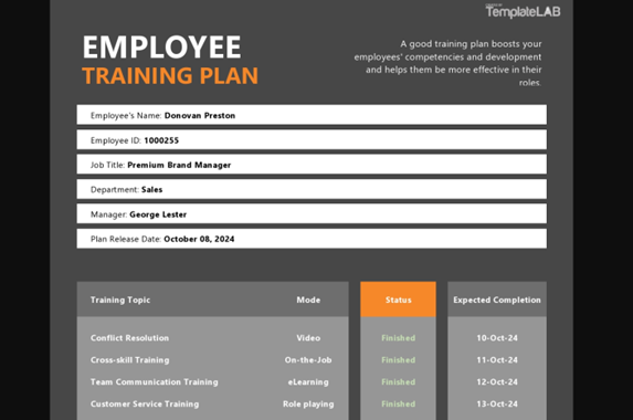 Basic training plan template