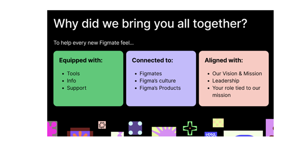 A screenshot of Figma's hierarchy of needs for onboarding, from equipped to connected to aligned.