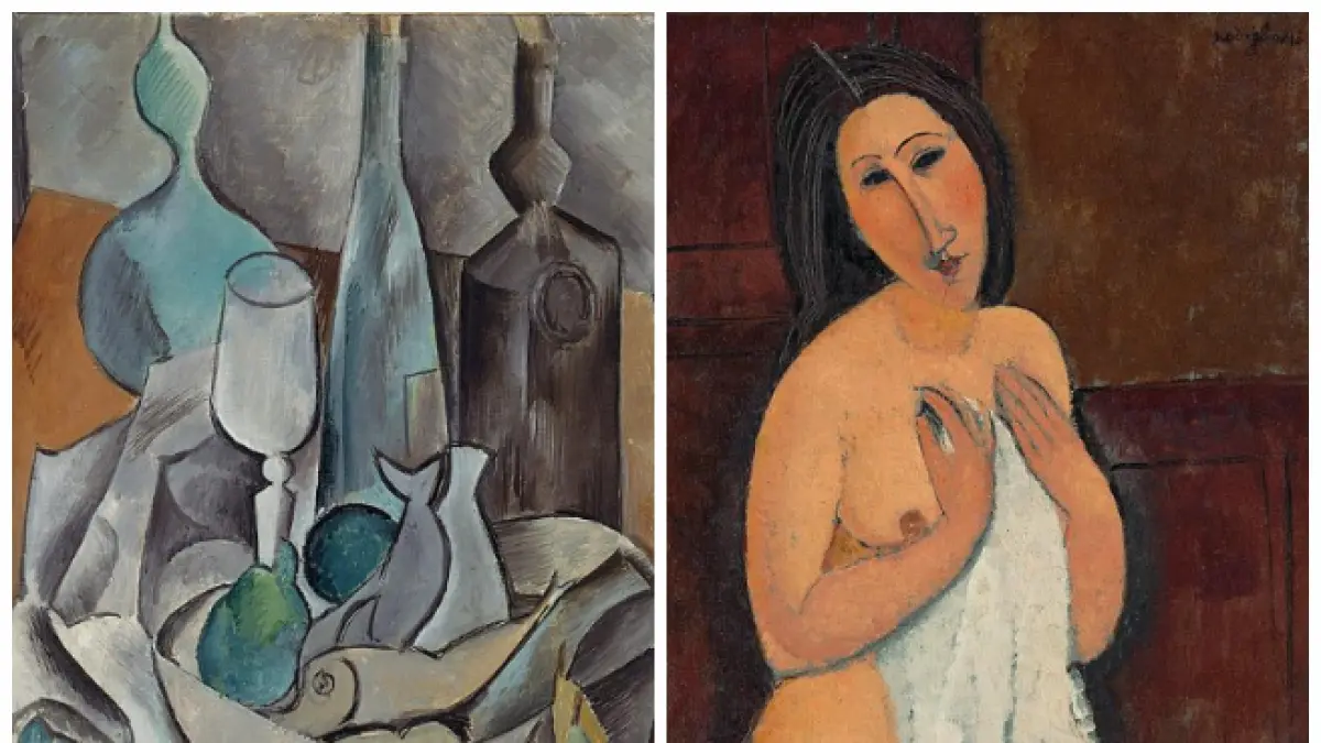 Natura morta cubista e nudo di Modigliani, mostra "Modigliani, Picasso e le Voci della Modernità", Palazzo Zabarella, Padova