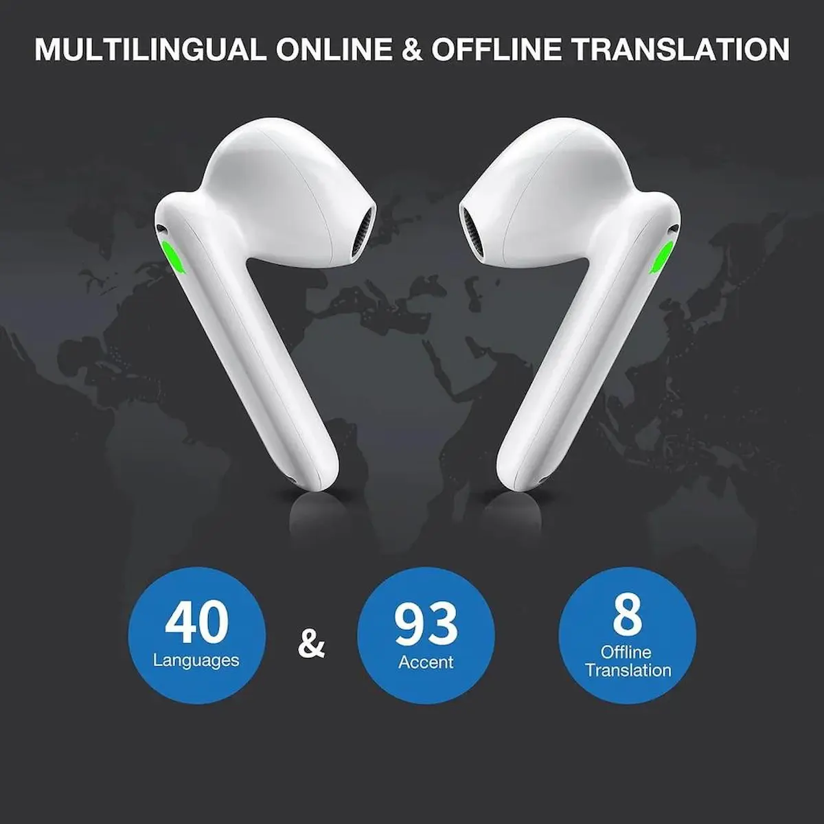 Auricolari traduttori smart con supporto per 40 lingue, 93 accenti e traduzione offline istantanea
