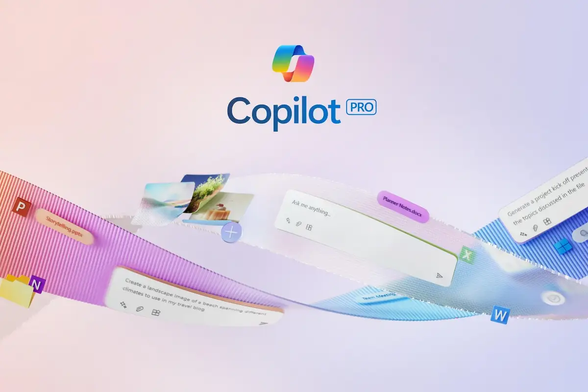 Microsoft Copilot Pro AI integrato in Office, assistente intelligente per Word, Excel, PowerPoint e produttività