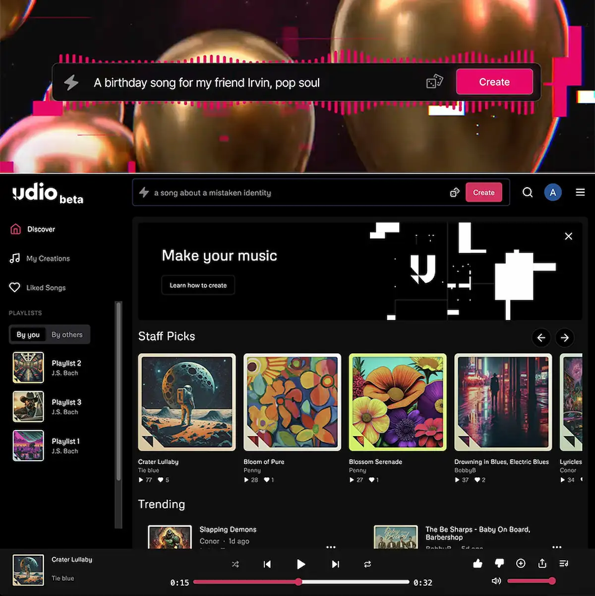 Interfaccia Udio: crea canzoni personalizzate con intelligenza artificiale in stile pop, soul e altri generi