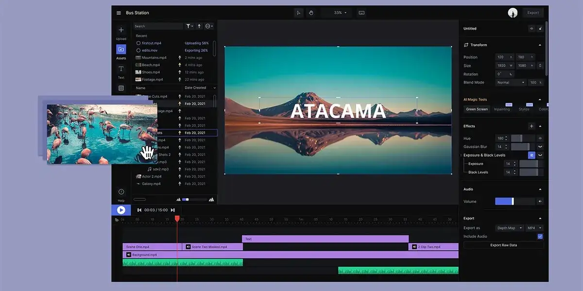 Interfaccia di Runway AI: montaggio video con strumenti creativi basati su intelligenza artificiale