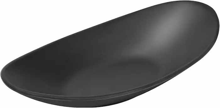Svuotatasche Sazbo Viktoria ovale nero minimalista, perfetto per ingresso o scrivania moderna.