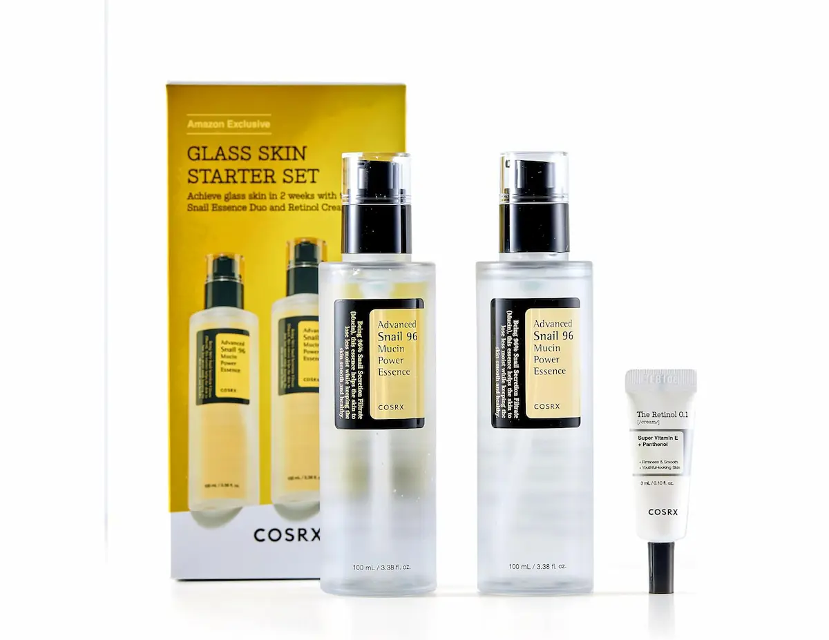 Set viso COSRX con bava di lumaca ed essenza al retinolo per pelle luminosa, effetto glass skin in due settimane