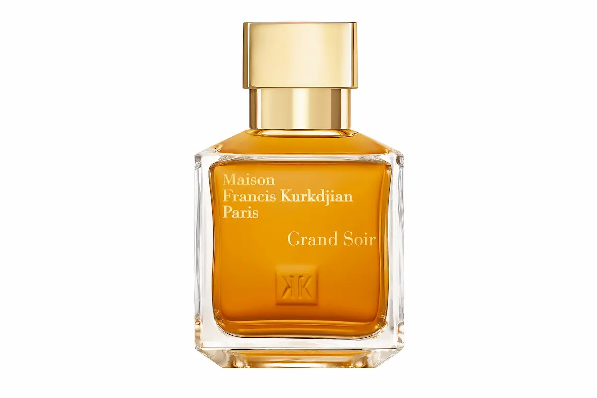Flacone del profumo Grand Soir di Maison Francis Kurkdjian ideale per l’autunno 2025