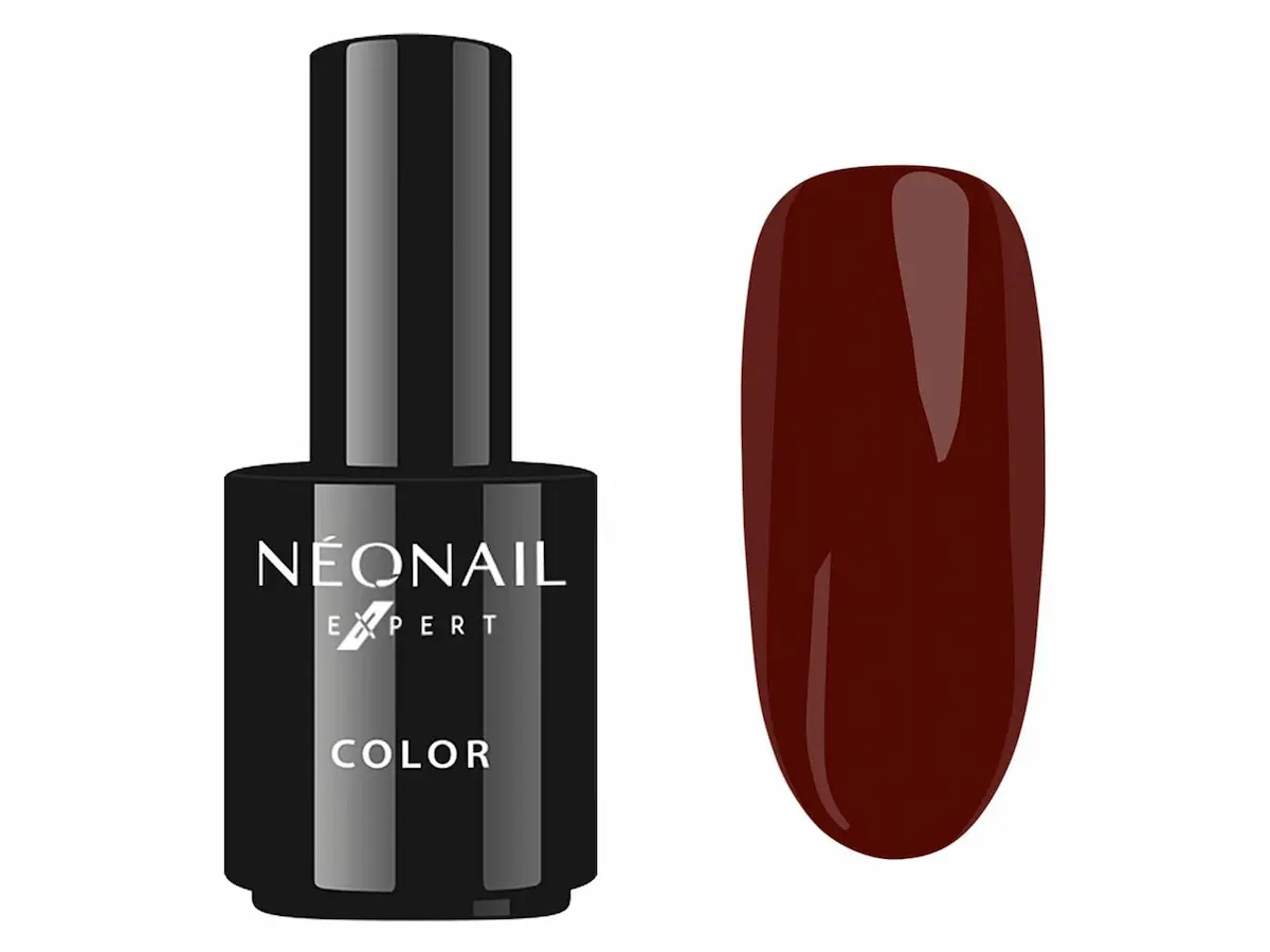 Smalto semipermanente NeoNail tonalità cioccolato scuro, ideale per manicure intense e sofisticate in autunno.