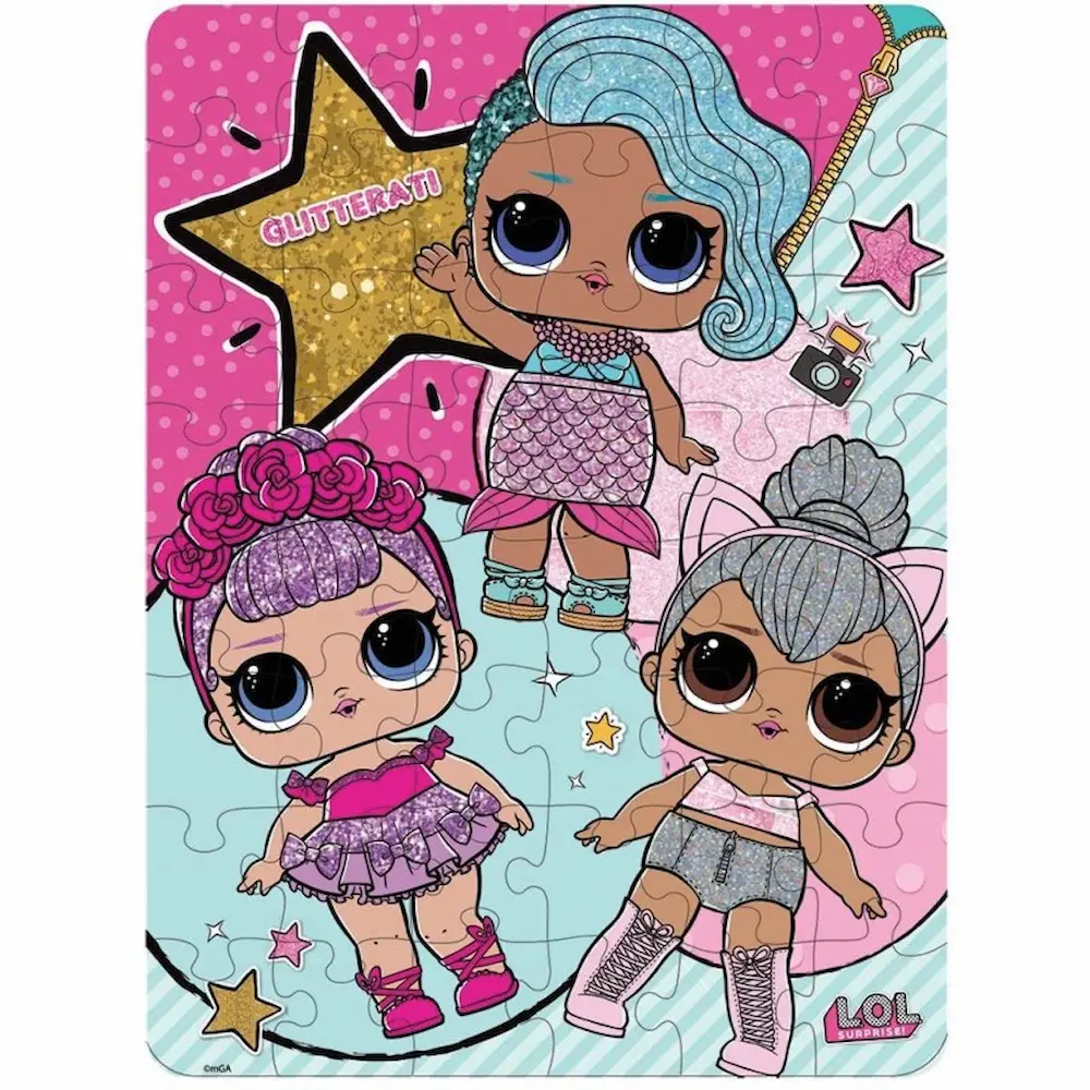 Puzzle LOL Surprise da 48 pezzi con personaggi glitterati per bambine, gioco educativo firmato Spin Master