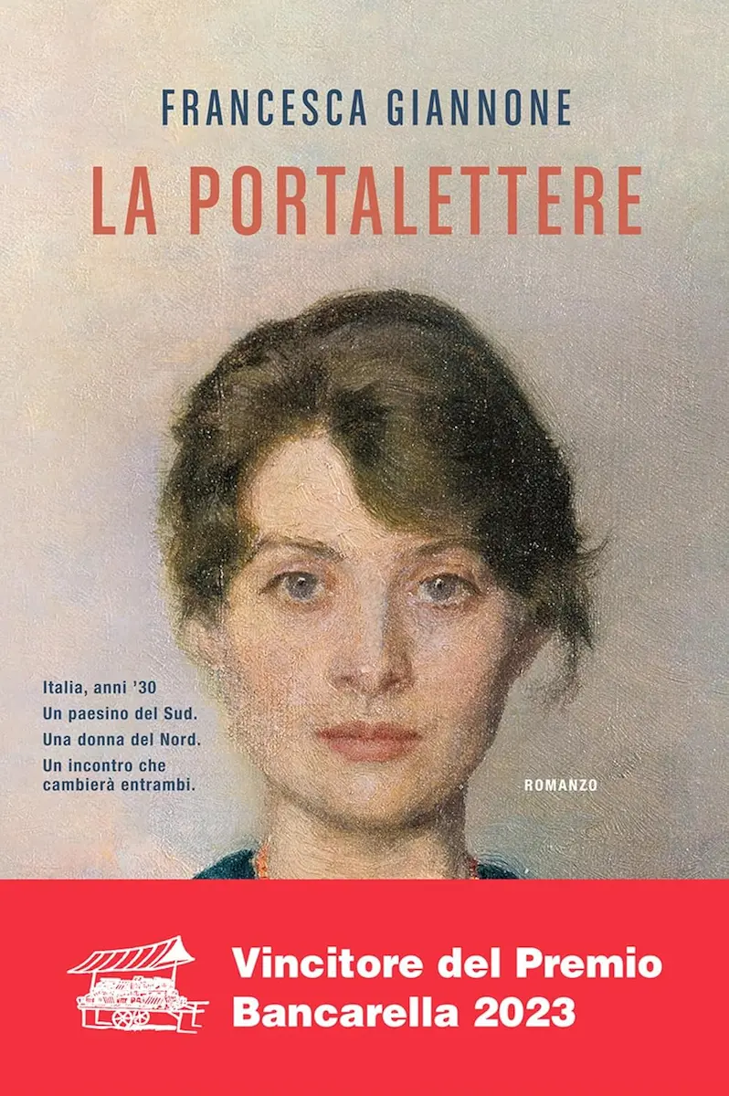 Copertina del romanzo "La portalettere" di Francesca Giannone, Vincitore del Premio Bancarella 2023, con il ritratto di una donna in primo piano