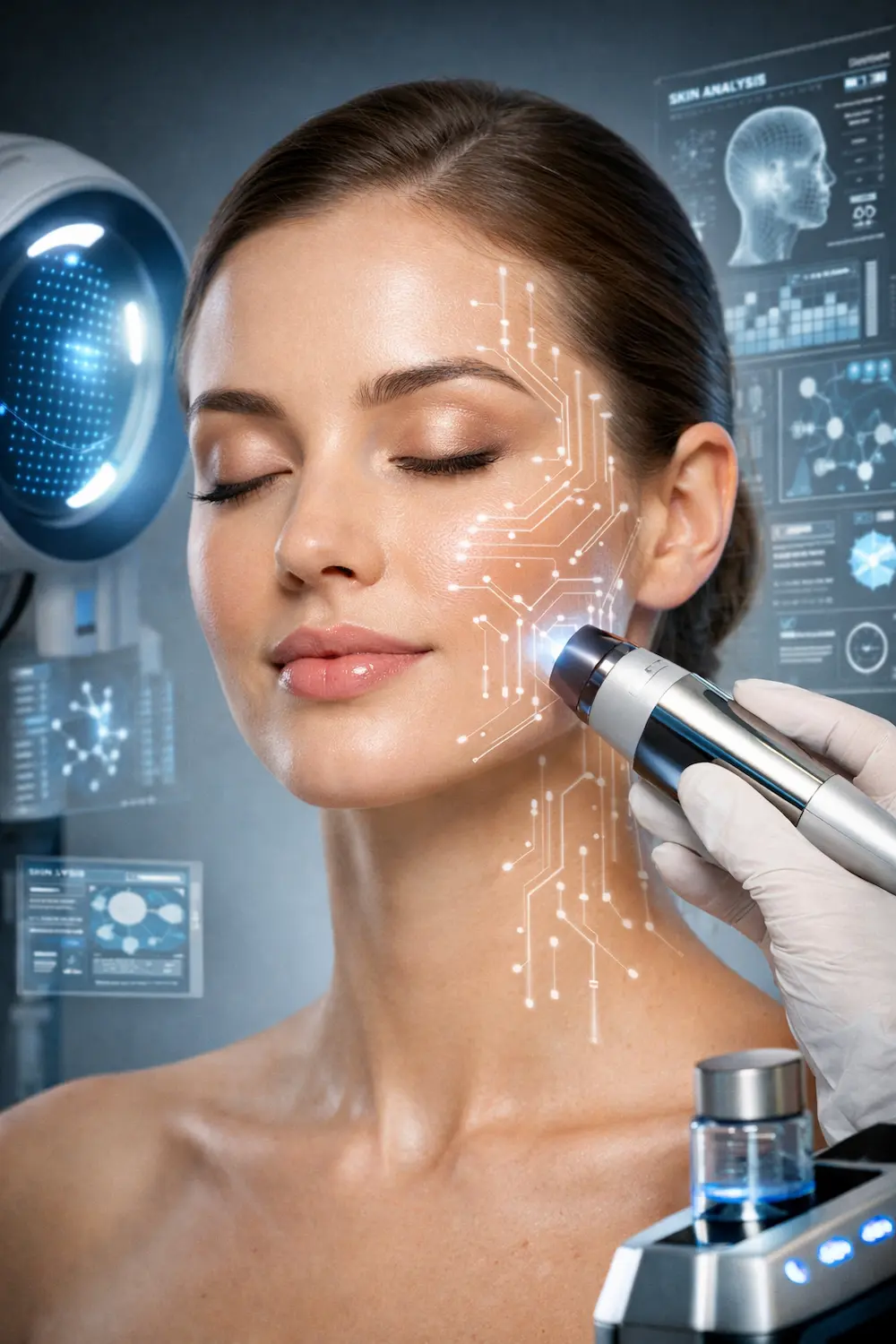 Trattamento viso skin-tech con tecnologia avanzata per skincare coreana rigenerante