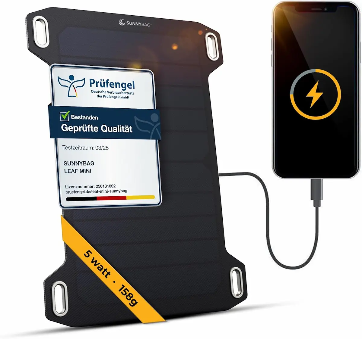 Sunnybag LEAF Mini 2.0 pannello solare portatile 5W ultraleggero con ricarica smartphone per trekking e outdoor
