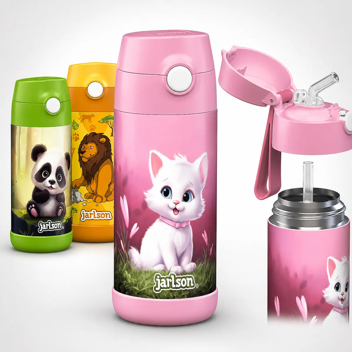 Borraccia Jarlson CHARLI da 350 ml con cannuccia per bambini