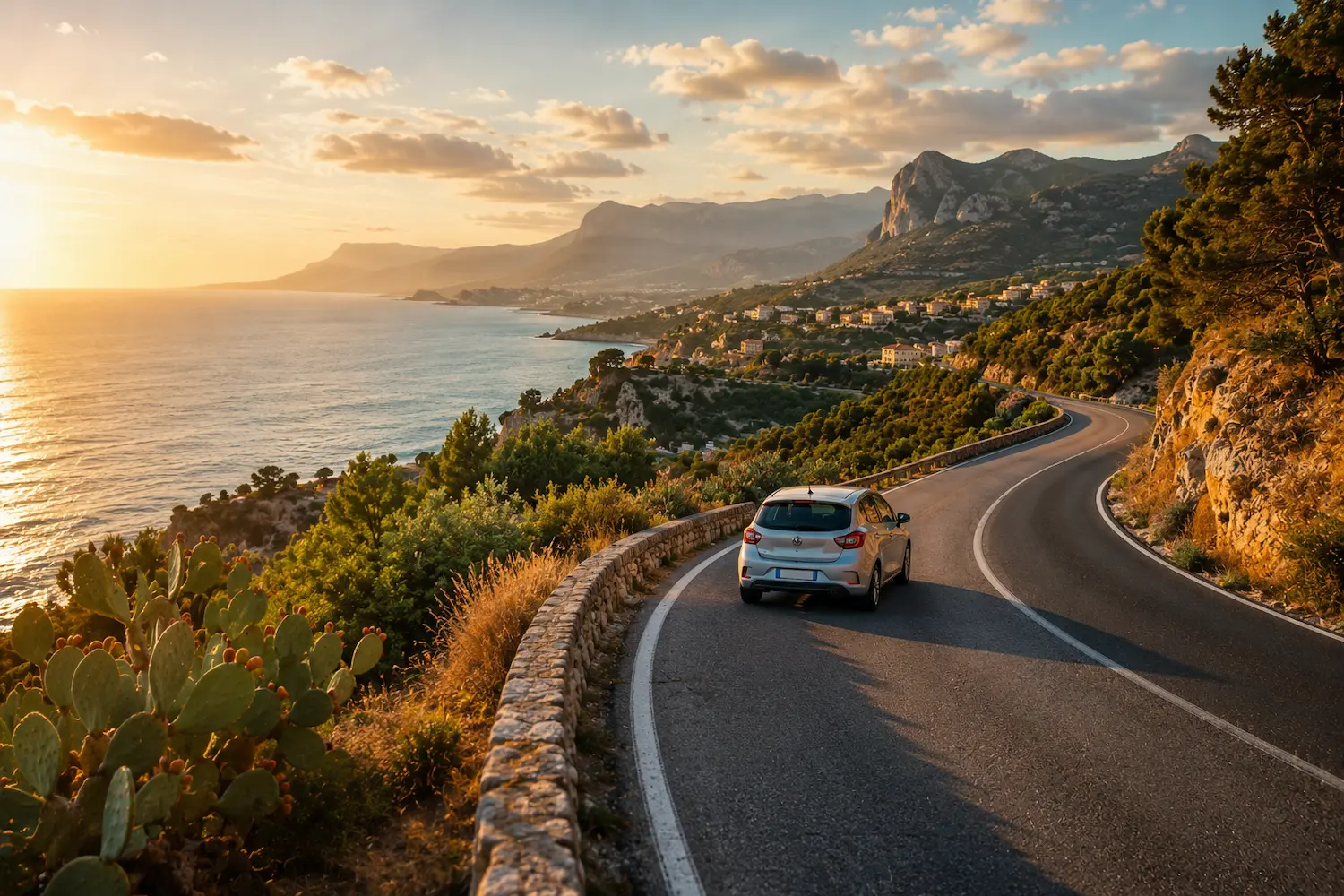 Strada panoramica in Sicilia ideale per un itinerario in auto