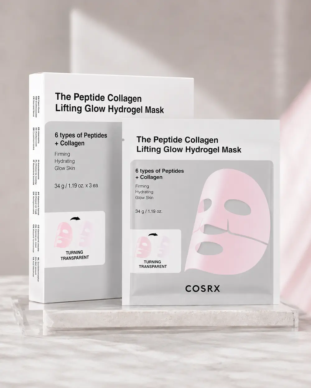Maschera COSRX Peptide Collagen Lifting Glow in hydrogel al collagene