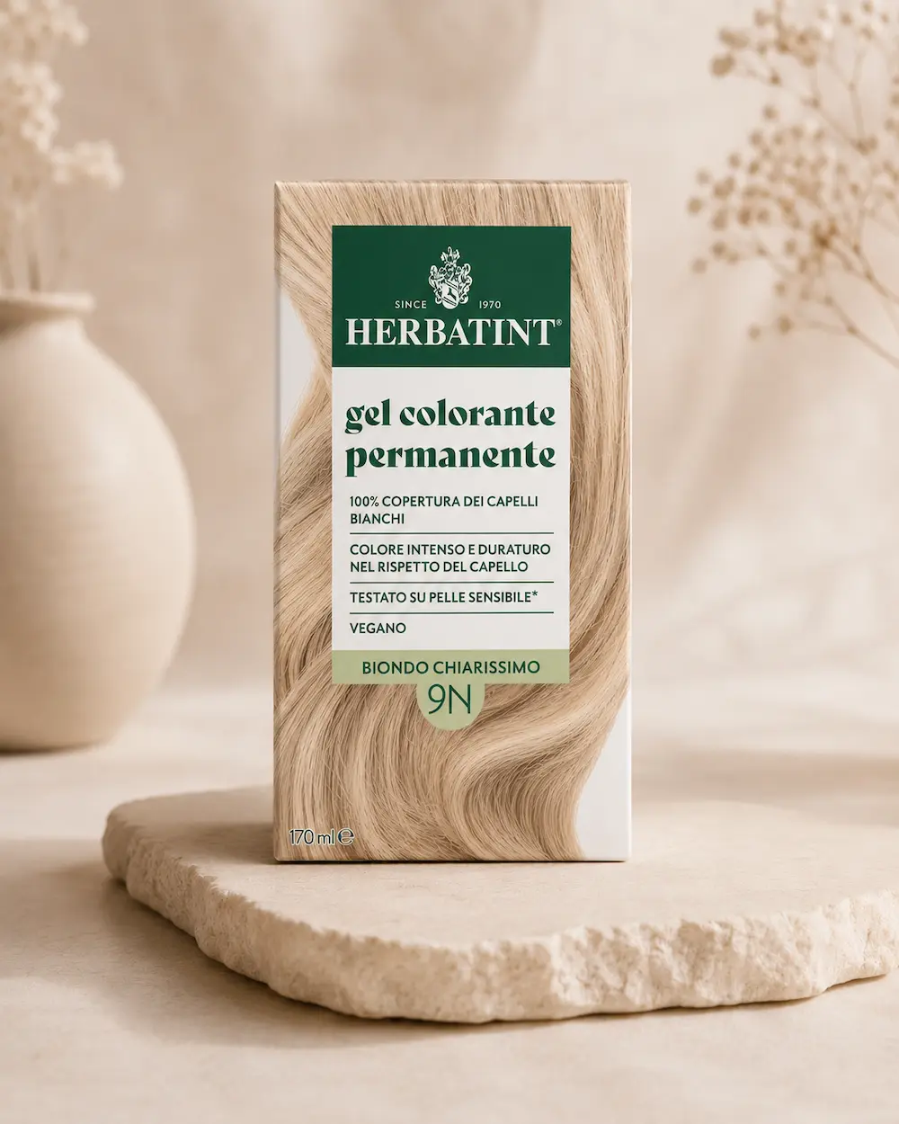 Herbatint Gel Colorante Permanente 9N Biondo Chiarissimo su sfondo beige