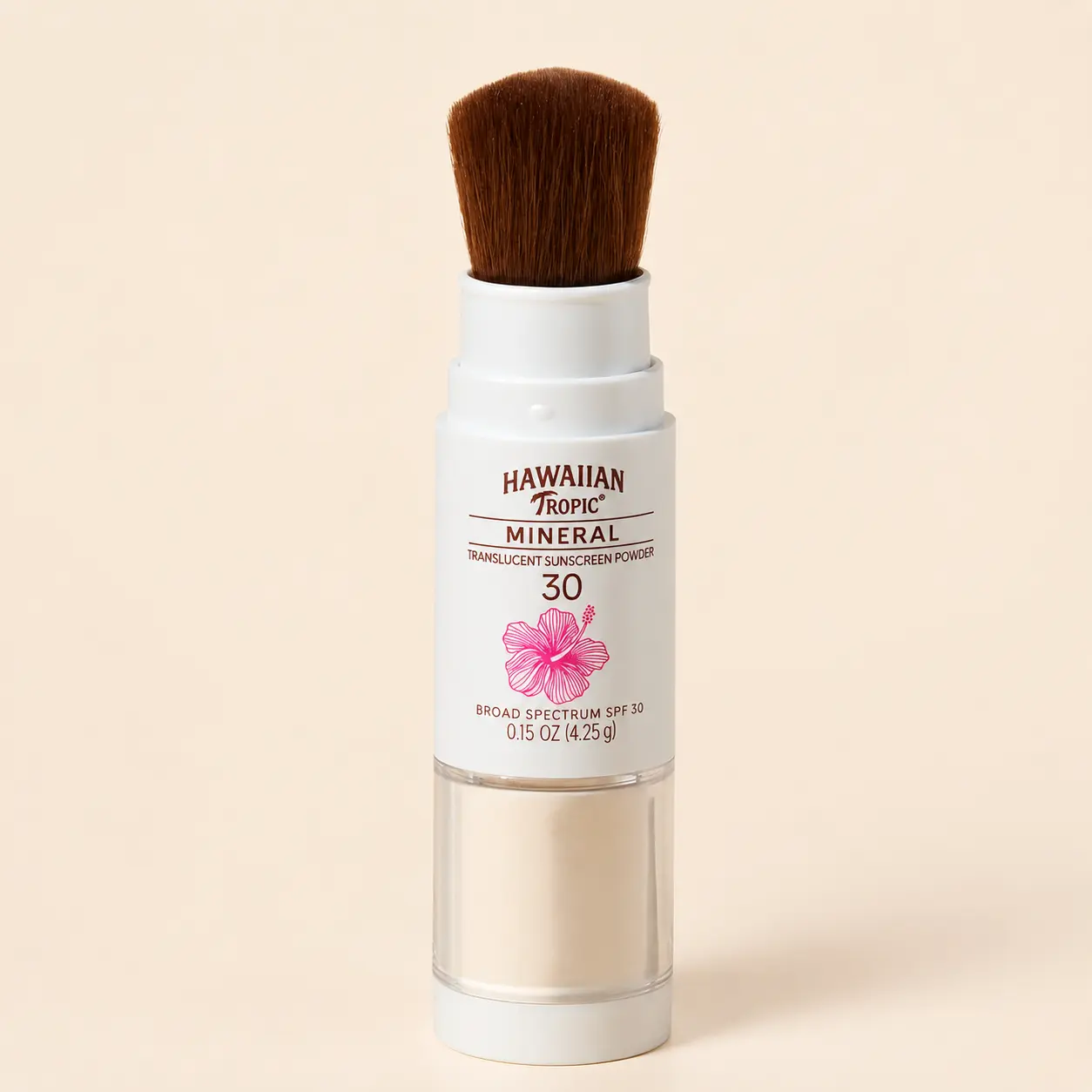 Pennello Hawaiian Tropic SPF 30 con polvere solare minerale per ritoccare la protezione viso