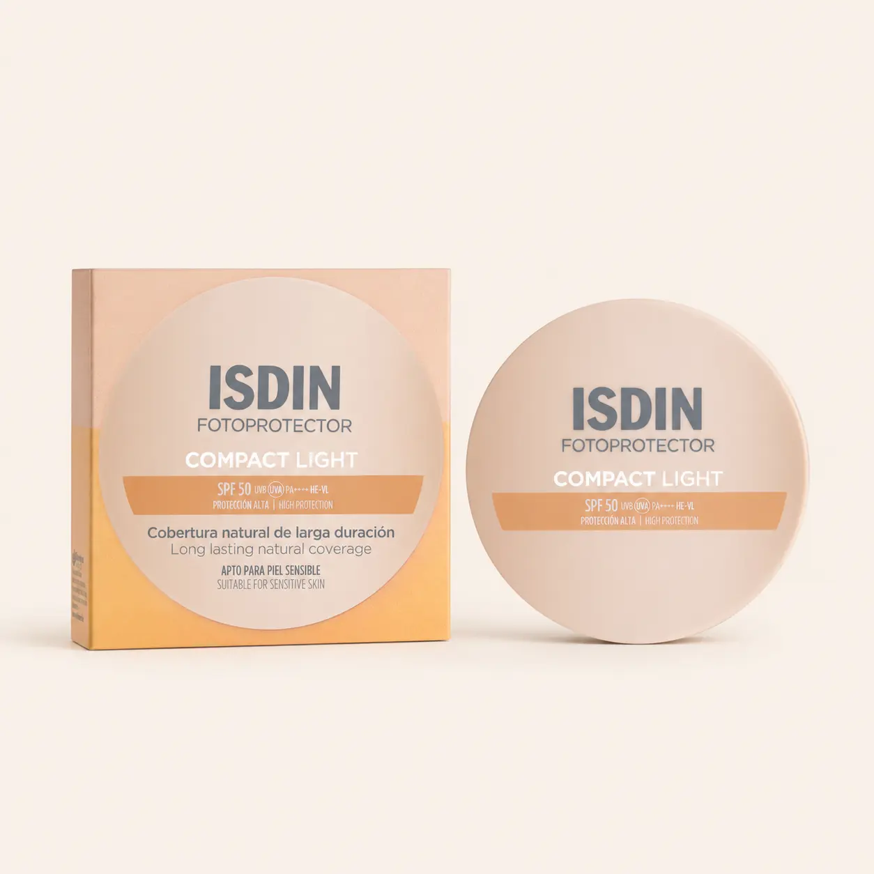 ISDIN Compact Light SPF 50 con protezione solare compatta colorata per uniformare il viso