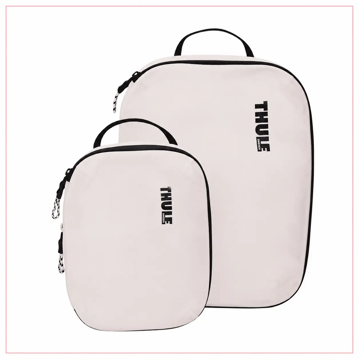 Thule Compression Cube Set Small/Medium, due organizer da valigia bianchi con zip di compressione