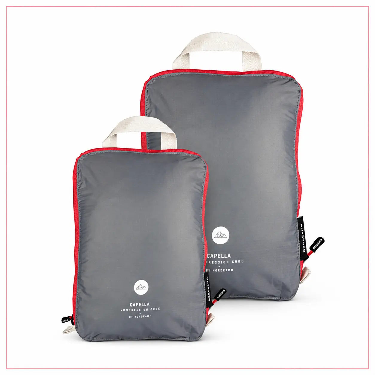 NORDKAMM Set M/L, due organizer da valigia grigi con cerniera di compressione