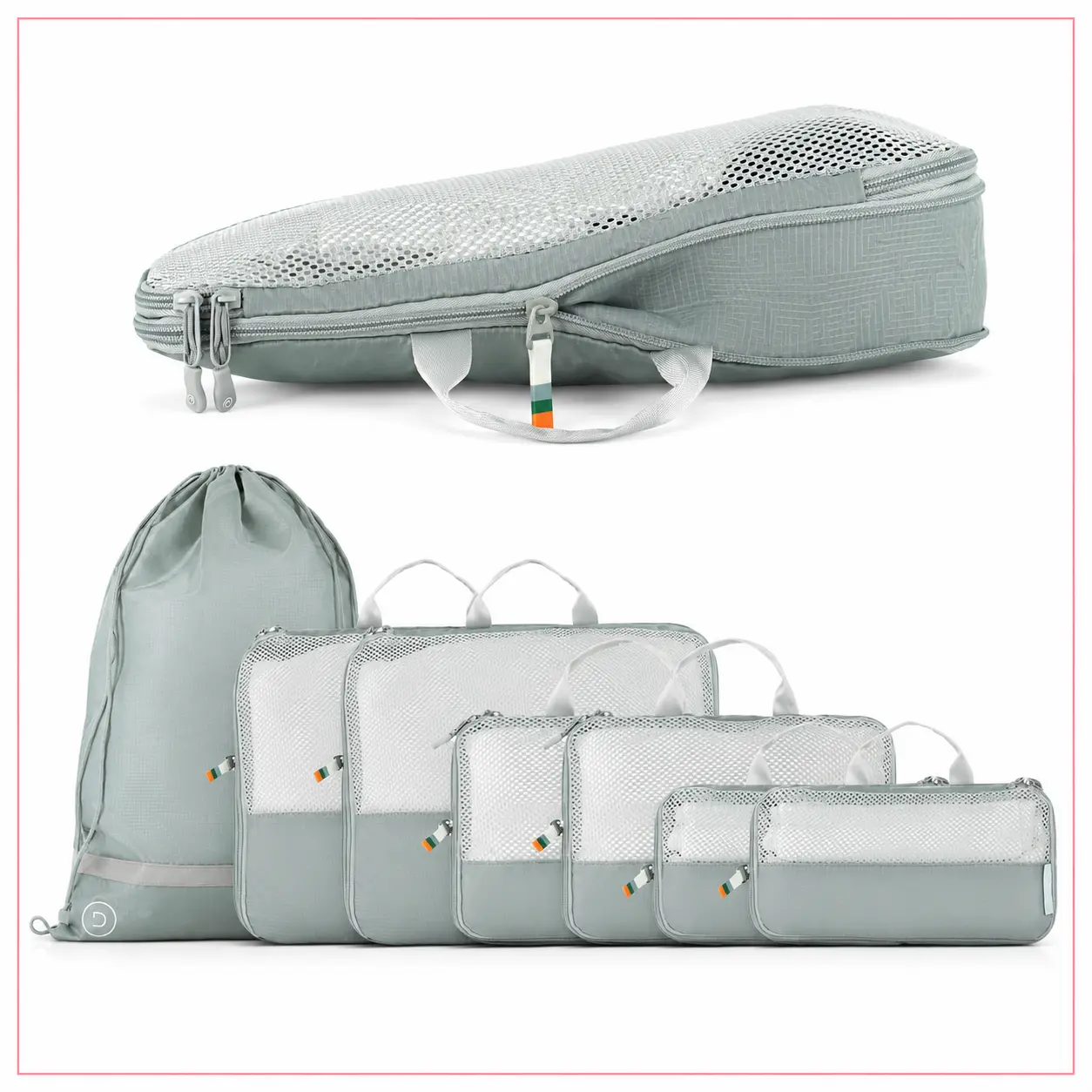 TRAVEL DUDE set da 7 organizer da valigia con compressione e sacca per la biancheria