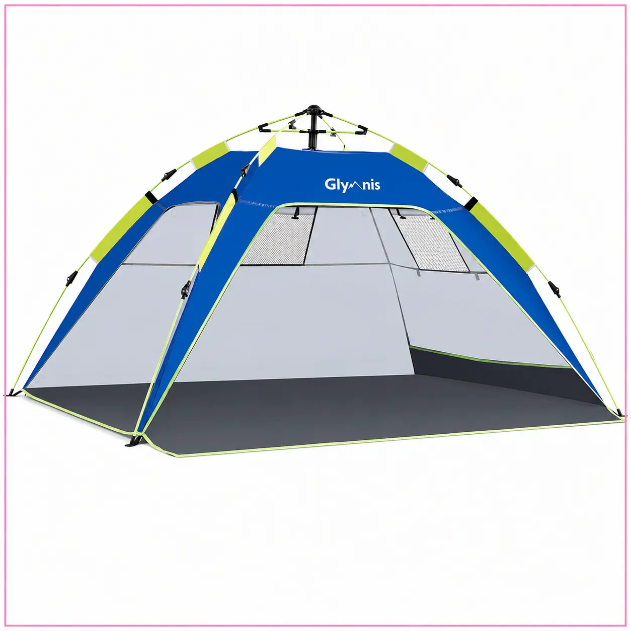 Tenda da spiaggia Glymnis Quick-up blu con protezione UPF 50+ e finestre laterali in rete