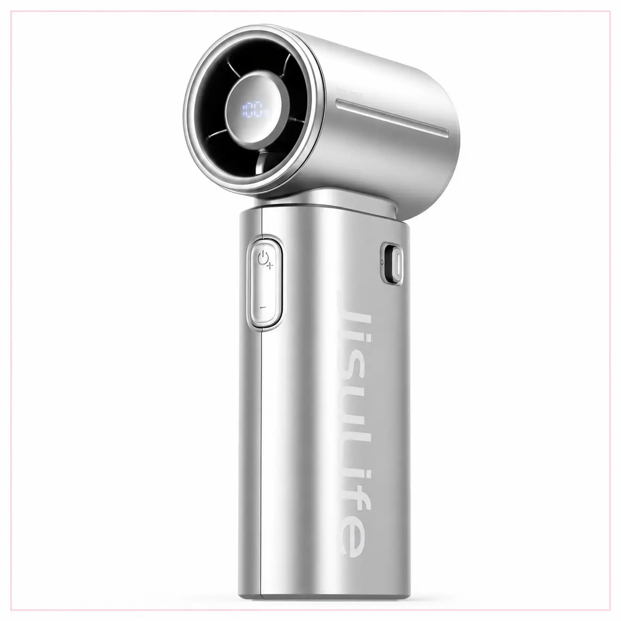 JISULIFE Life9S argento, mini ventilatore tascabile con cinque velocità e display digitale