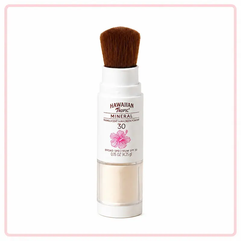 Hawaiian Tropic Mineral SPF 30, cipria solare traslucida in polvere con pennello integrato
