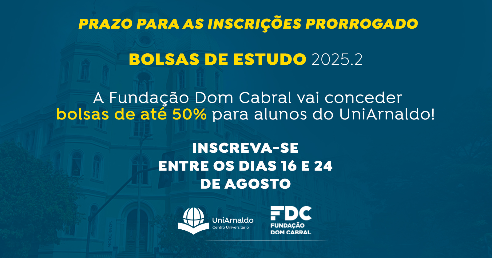 Atualização (21/08/2025): As inscrições, que antes se encerrariam no dia 20/08/2025, foram prorrogadas e agora podem ser feitas até o dia 24/08/2025!