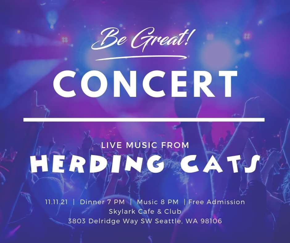 We are focusing on the silver linings so we have live music from Herding Cats The Band featuring Jon Bolton Music! 🔥 Bring your dancing shoes, song requests and positive energy as we celebrate life, community, small businesses and artists amidst this ongoing pandemic! Herding Cats is one of the Puget Sound's premiere tribute bands rocking all of your classic rock songs!