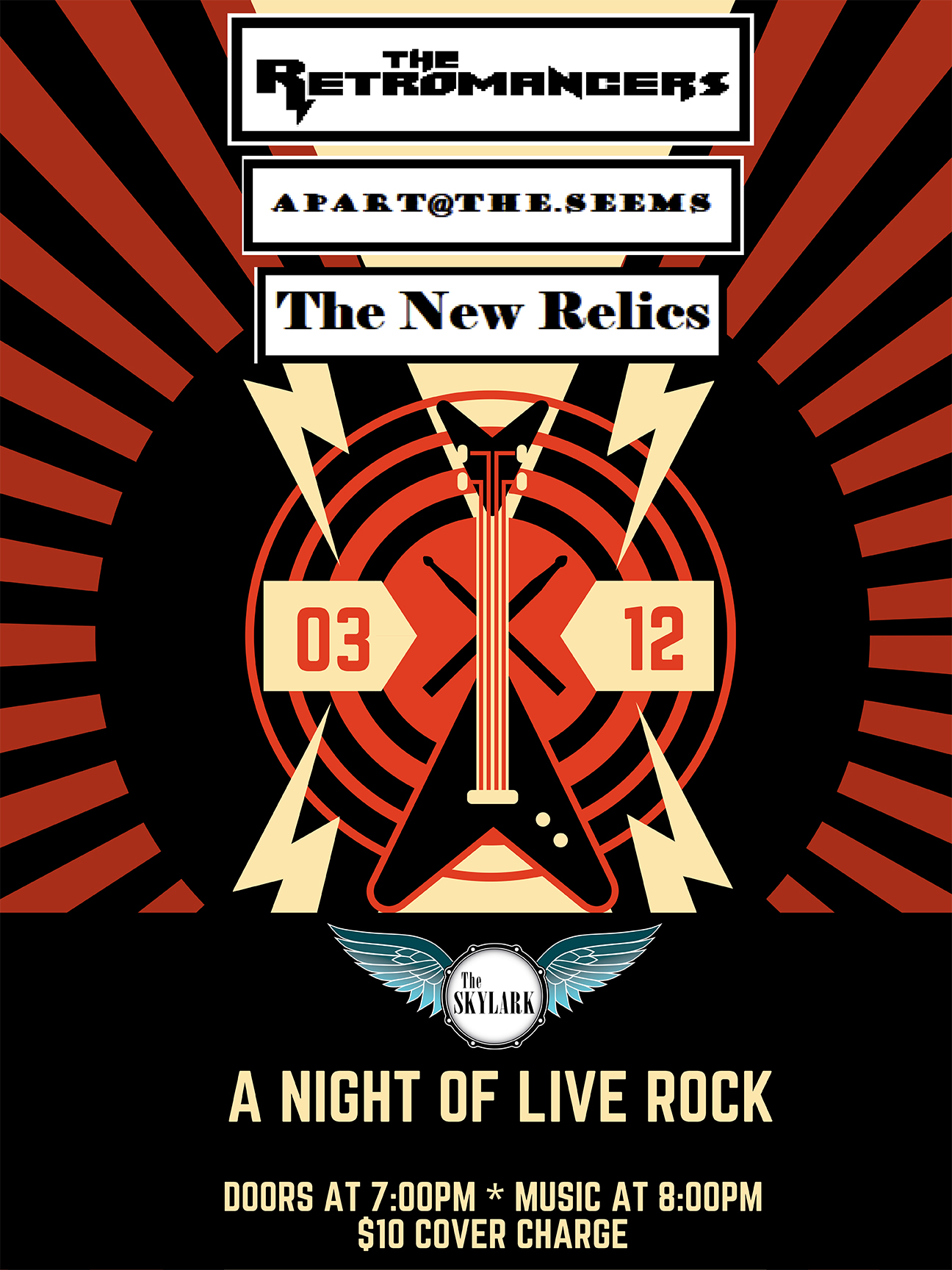 The Retromancers are a classic rock band covering everyone from Pat Benatar and Talking Heads to Led Zeppelin
New Relics: A band dedicated to good times and great music. We breathe new life into classics and pull out some tunes you don’t often get to hear.
The debut of grunge/alt rock band Apart@The.Seems
