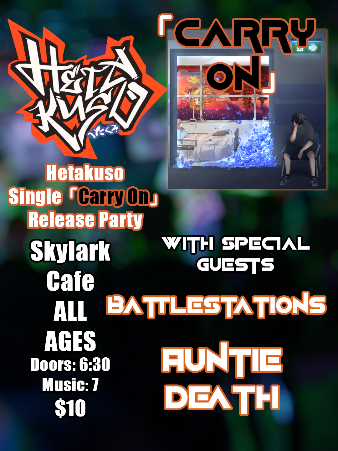 Hetakuso single release party with Battlestations! and Auntie Death at Skylark Cafe & Club