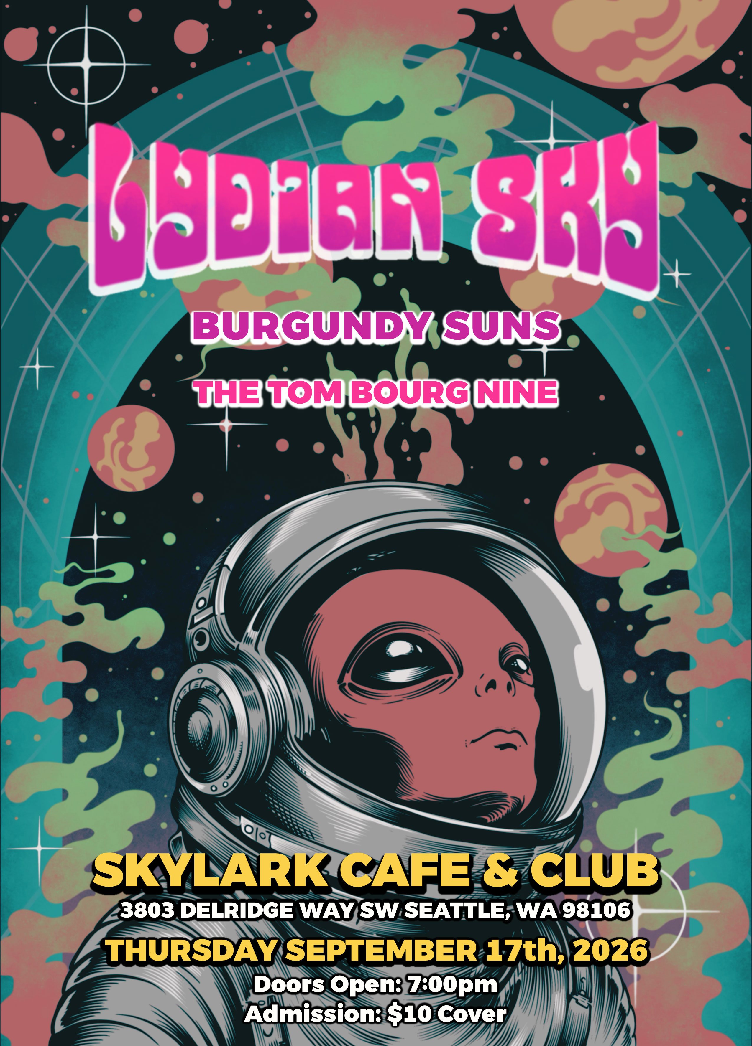 Lydian Sky, Burgundy Suns, The Tom Bourg Nine at Skylark Cafe & Club