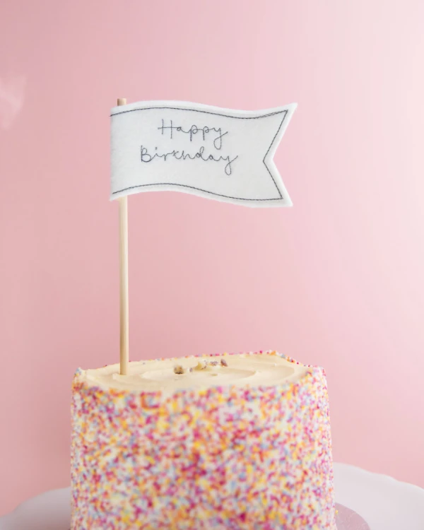 Wavy Happy Birthday Cake Flag 