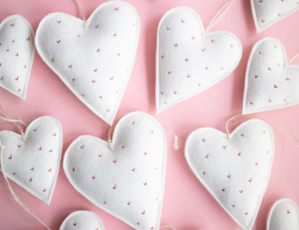 Embroidered hanging hearts