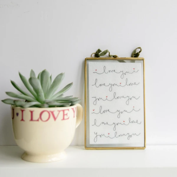 Small i love you frames with red hearts