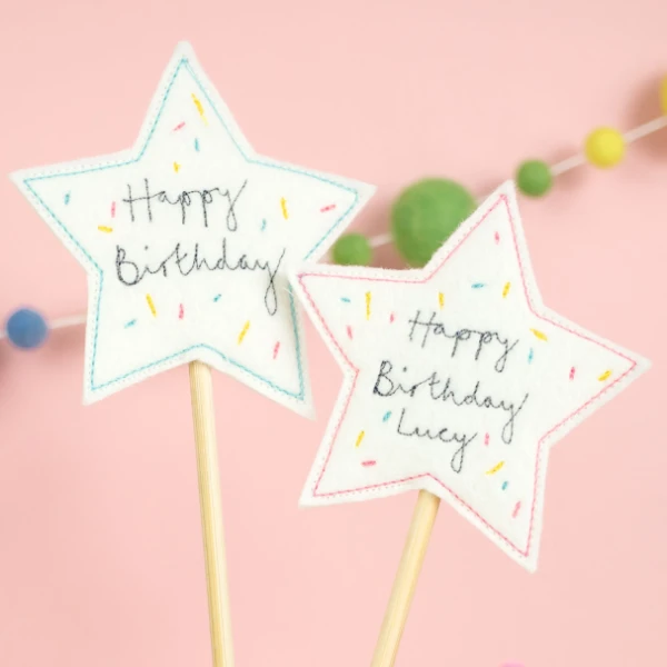 Sprinkle Star Birthday Cake Toppers 