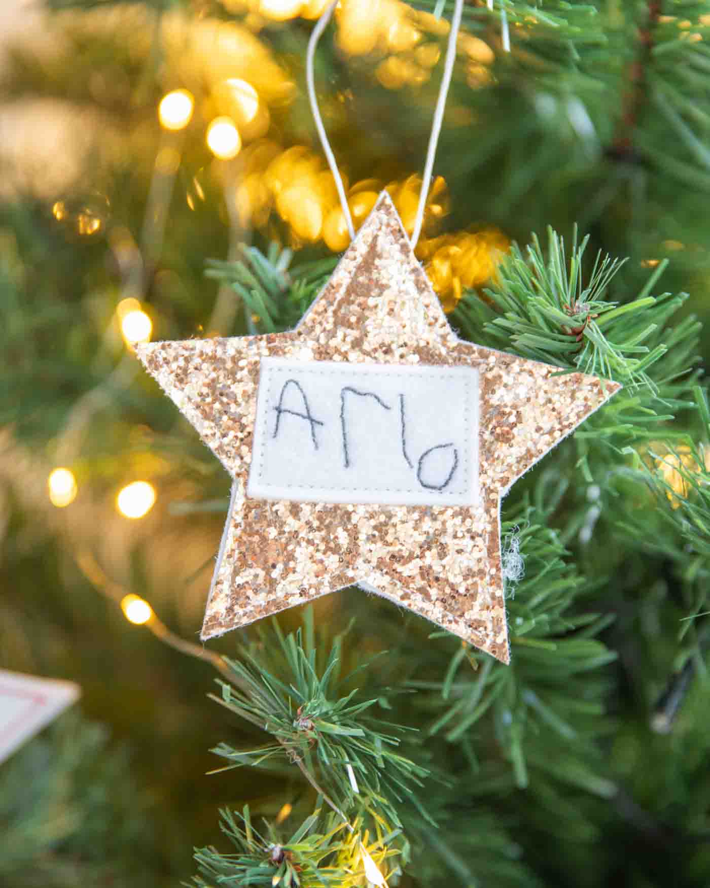 sparkly star decorations with your handwriting 